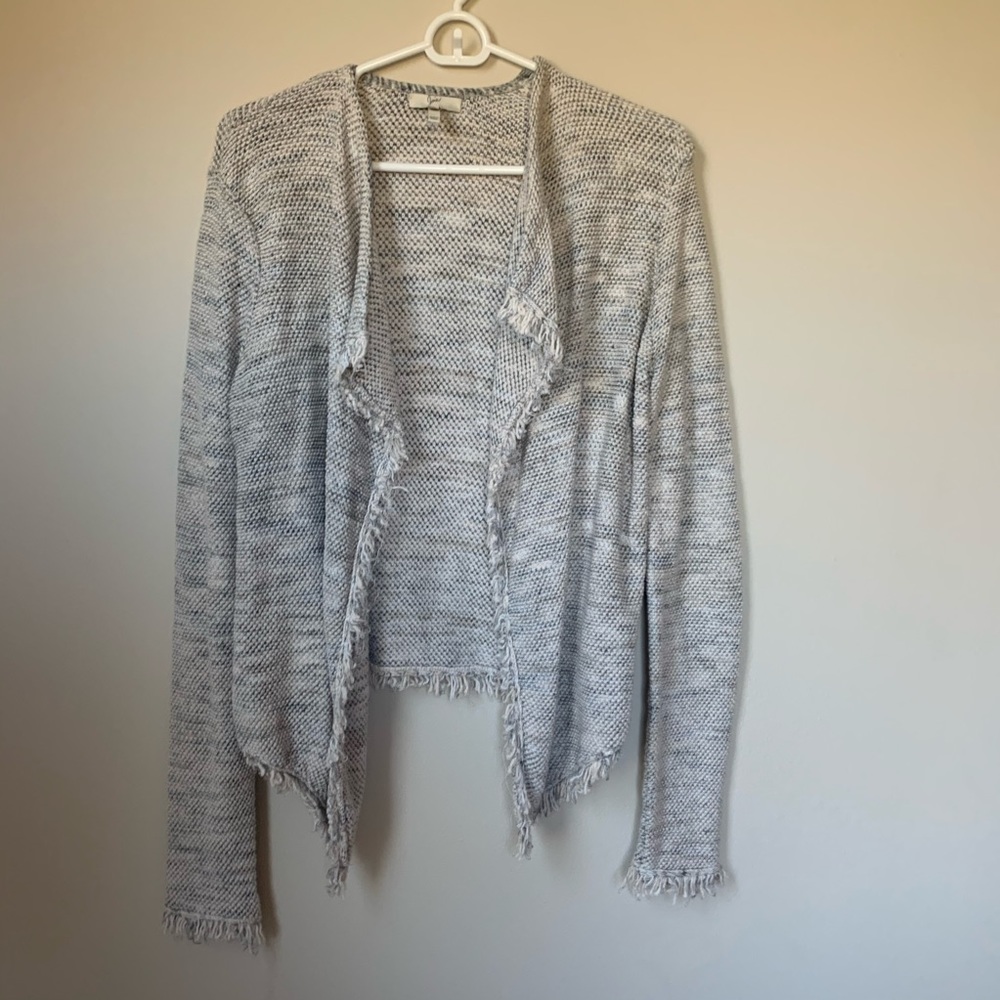 Joie weave ivory gray waterfall blazer jacket xs